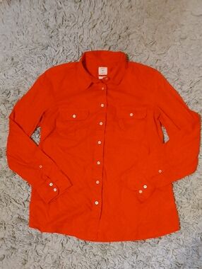 Bright Orange Button-Up Shirt